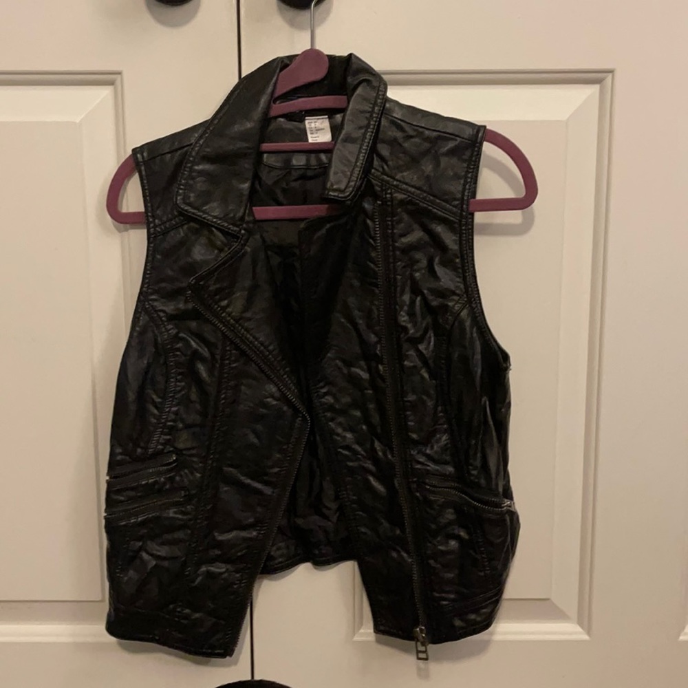 TopShop Bomber style faux leather vest